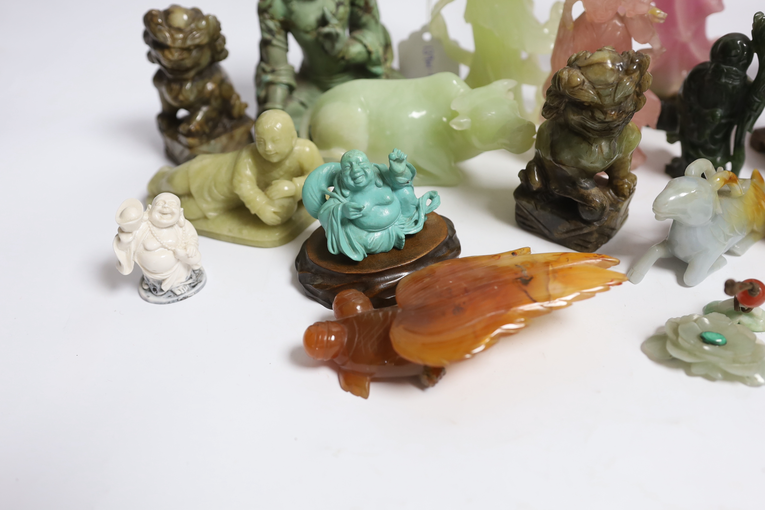 A quantity of Chinese hardstone and resin carvings